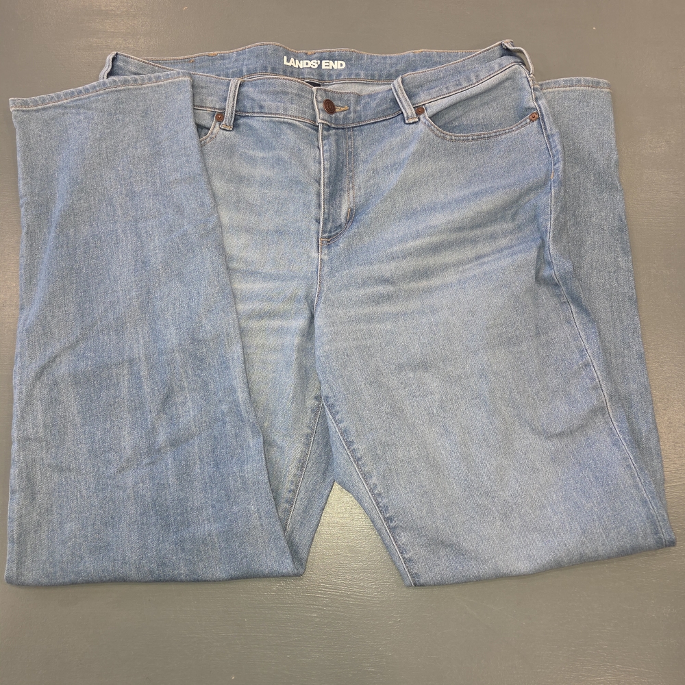 Lands' End Women Sz 18W Sustainable Denim Recover Straight Leg Light Wash Jeans